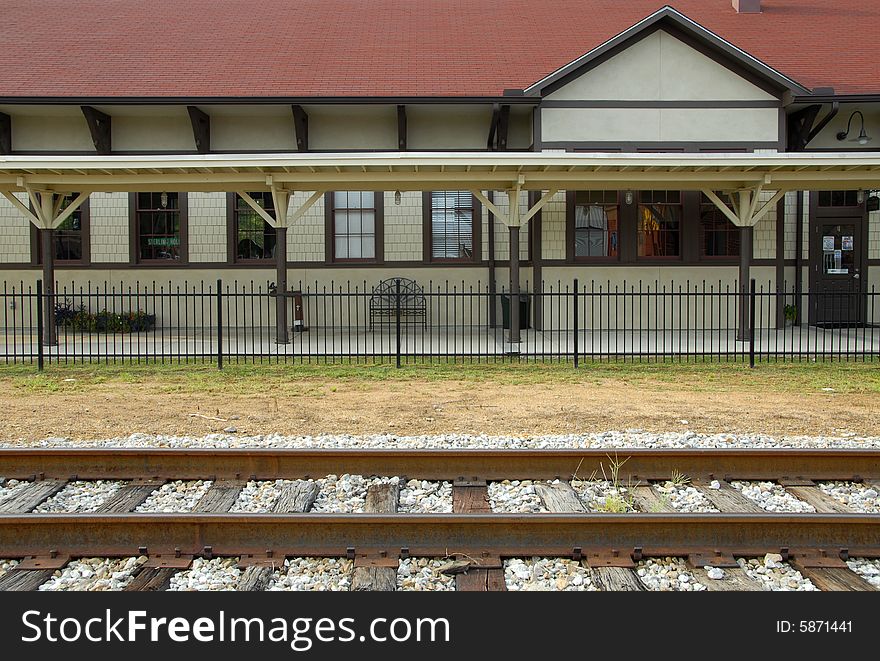 Railroad Depot in a Small Country Town. Railroad Depot in a Small Country Town