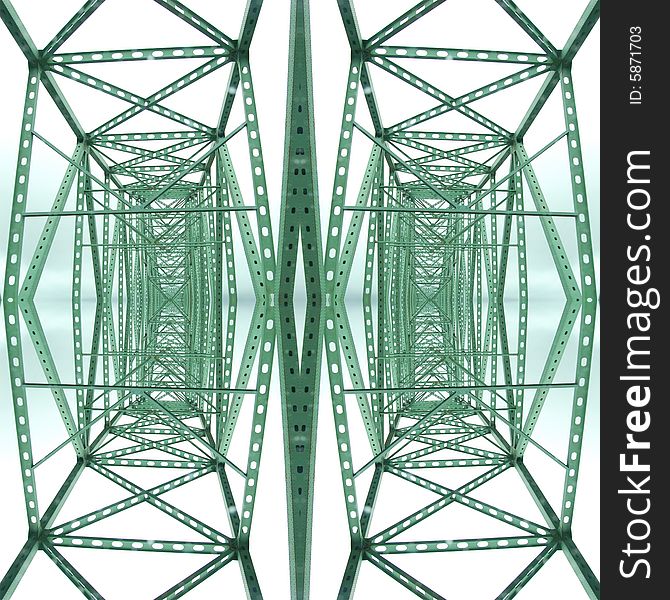 An abstract image of green metal from a bridge. An abstract image of green metal from a bridge.