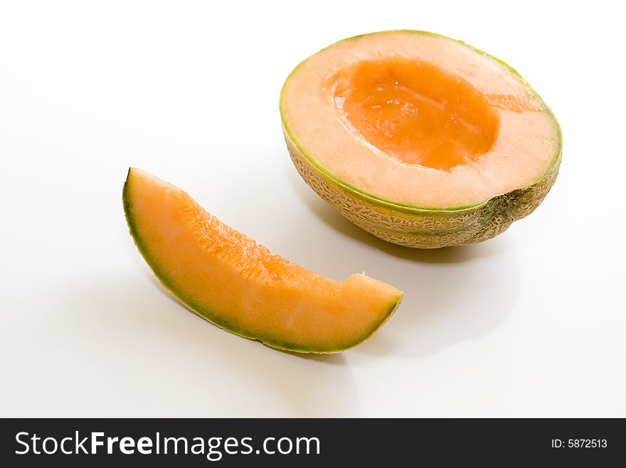 Yellow ripe melon isolated on white. Yellow ripe melon isolated on white