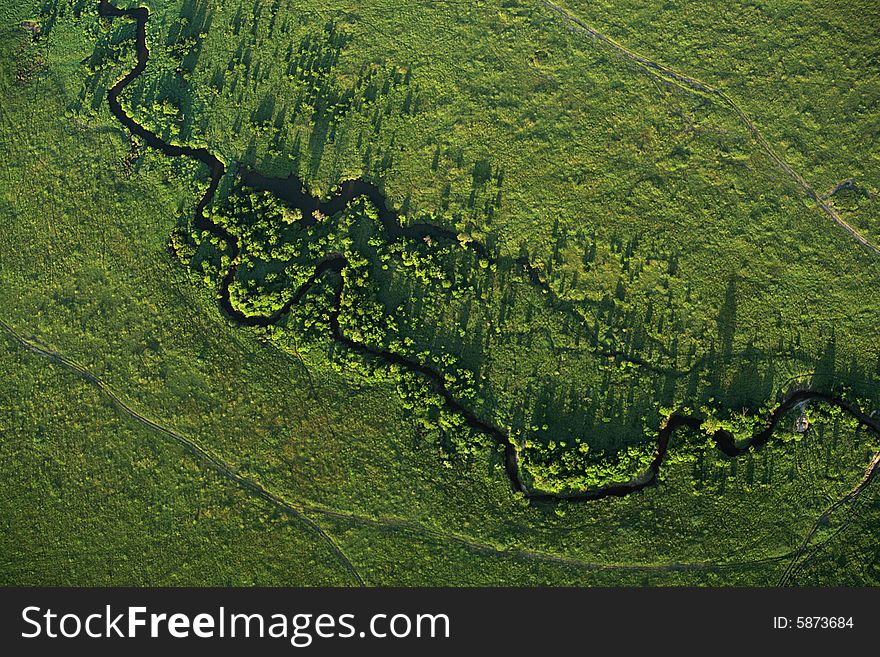 River Meandering Across Masai Mara