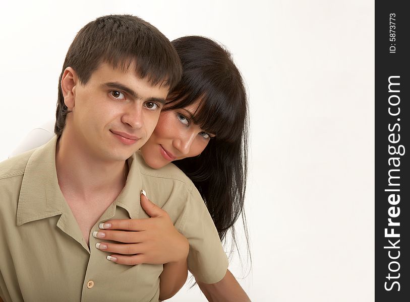 Young couple on a white background. Young couple on a white background