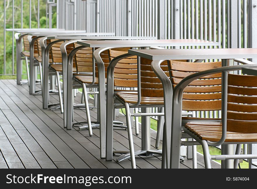 Out door dining tables and chairs with shelter