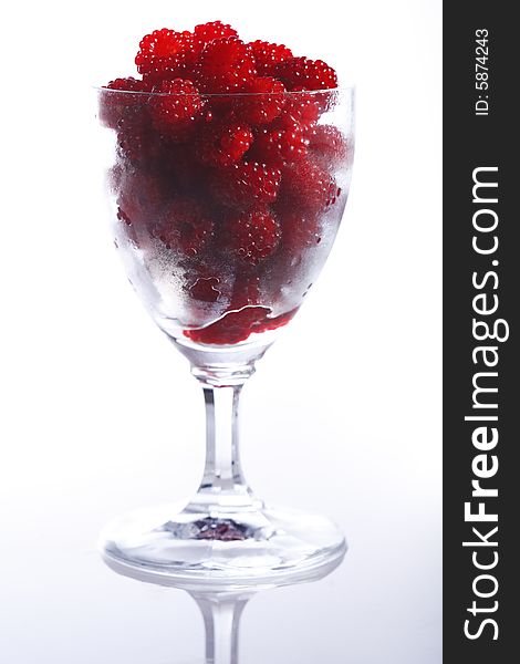 Raspberries in a glass