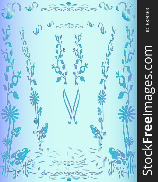 Blue floral background for your space
