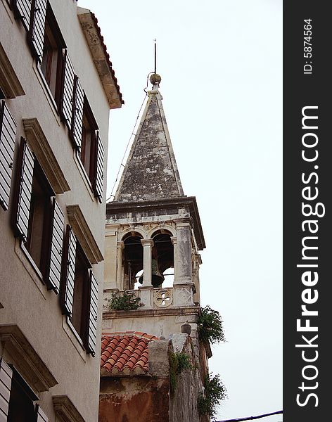 The bell tower of the St Carmel church. The bell tower of the St Carmel church