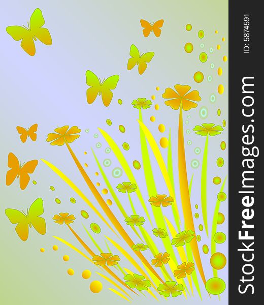 Abstract floral and butterfly design. Abstract floral and butterfly design