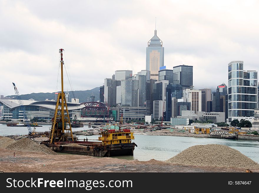 Hong Kong Skyline under construction.