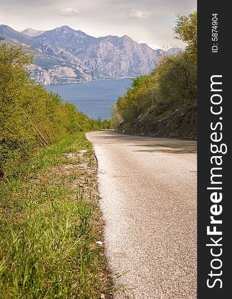 Road to the Garda lake in Italy