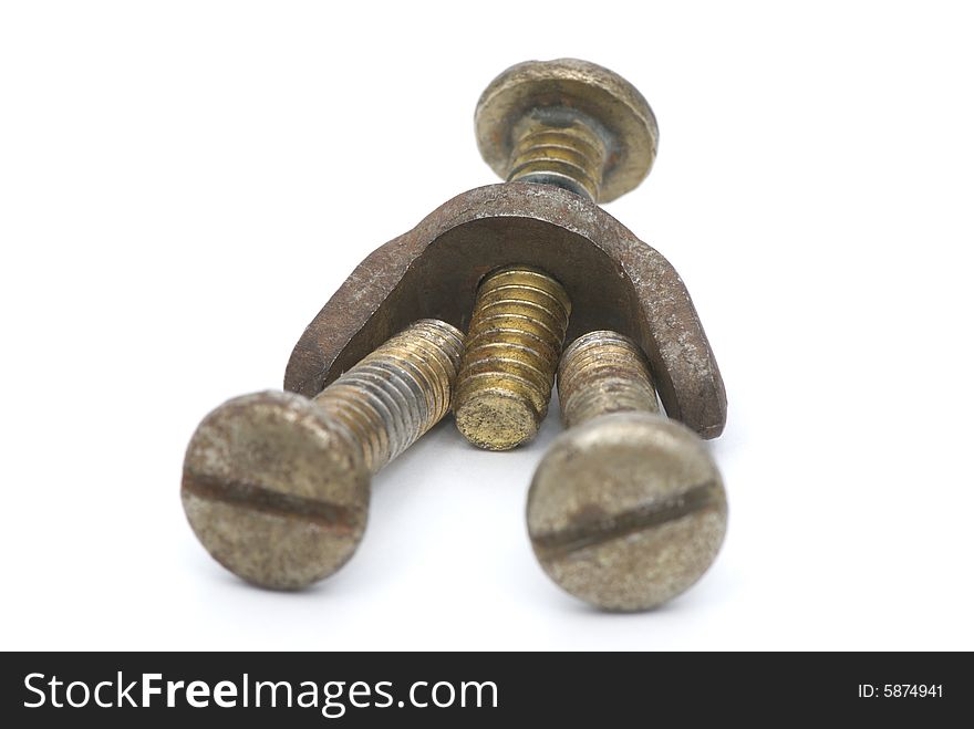 Nuts and bolts forming a human shape. Nuts and bolts forming a human shape