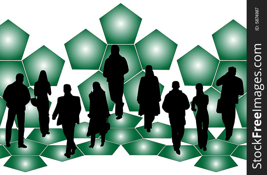 Illustration of business people, green