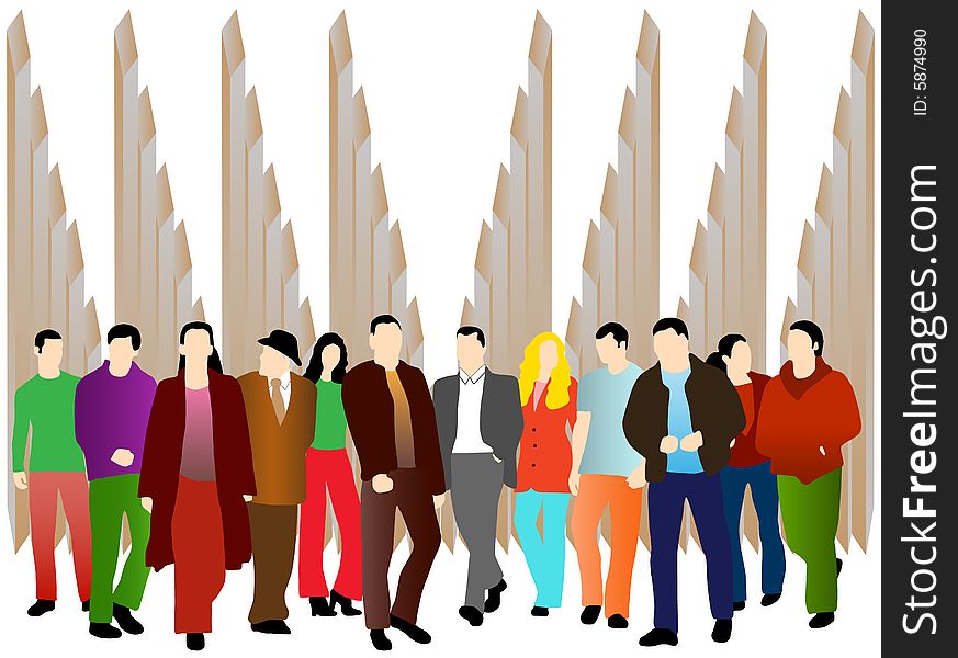 Illustration of business people, colors