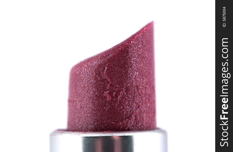 Lipstick closeup on white background