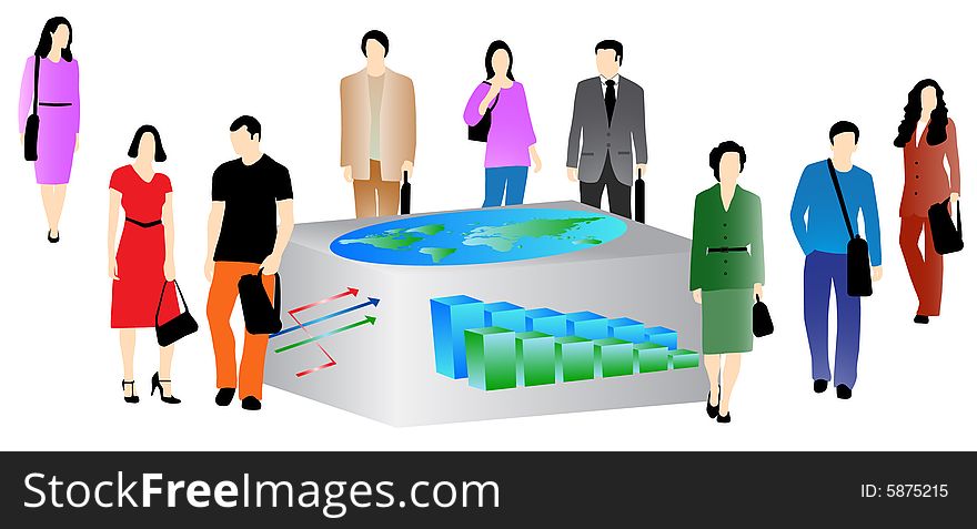 Illustration of business people, colors