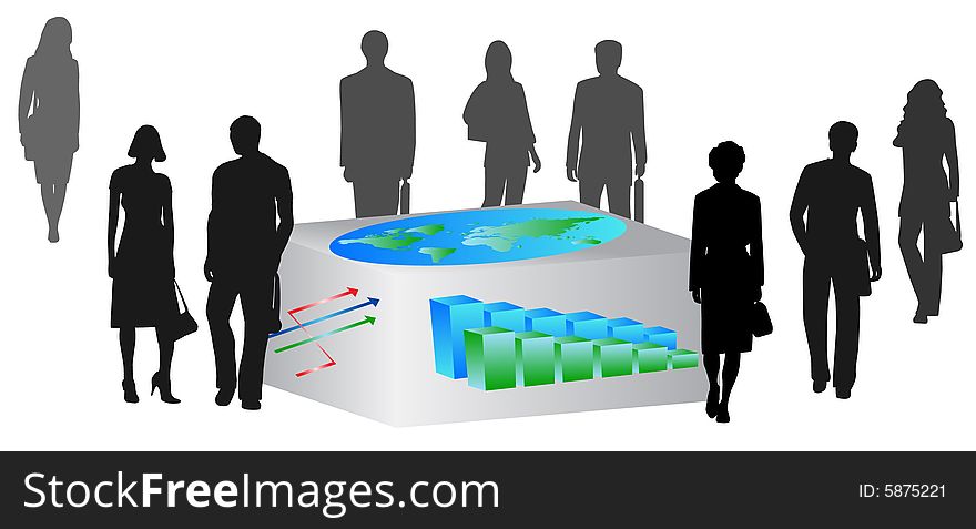 Illustration of business people, black