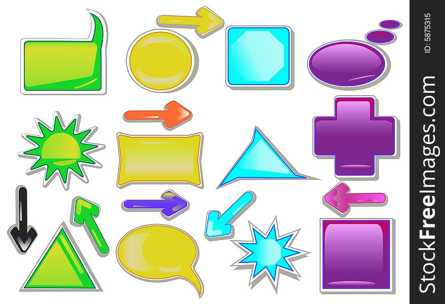 Collection of colored glossy web elements. You can adding your own text on icons. Collection of colored glossy web elements. You can adding your own text on icons