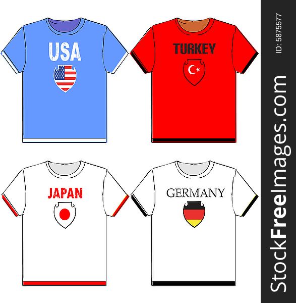 Graphic t shirts with national flags illustration