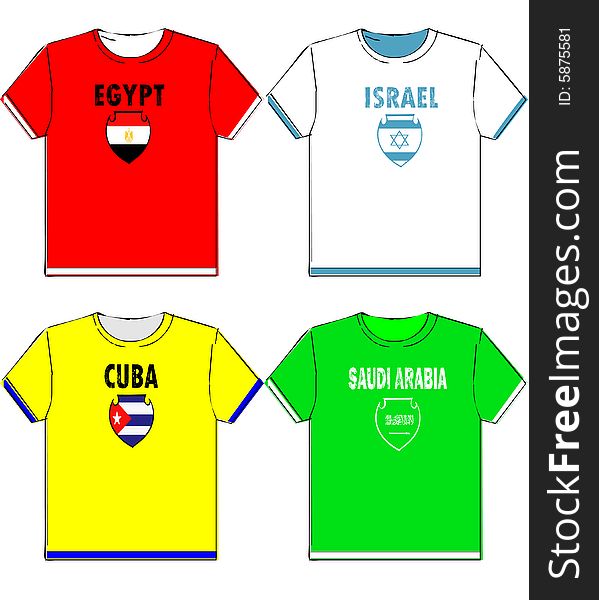 Graphic t shirts with national flags illustration