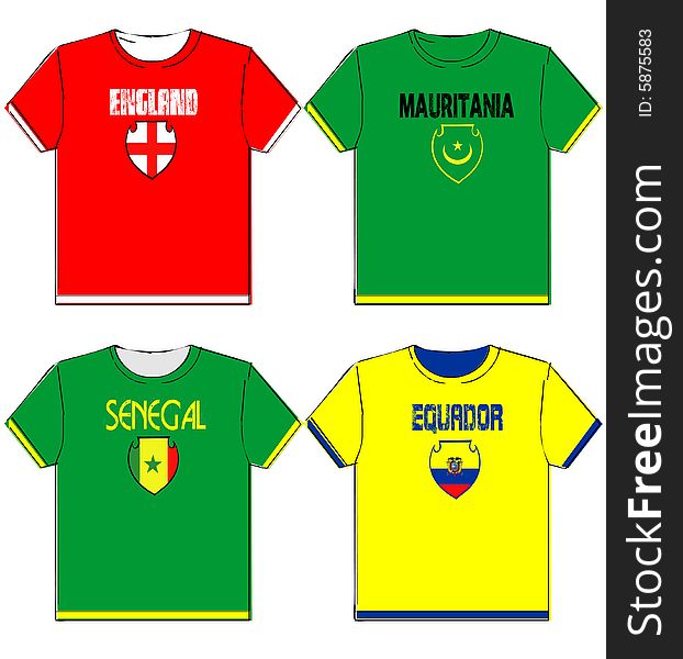 Graphic t shirts with national flags illustration