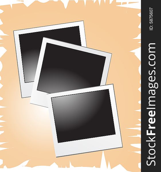 Blank polaroids vector illustration on a paper