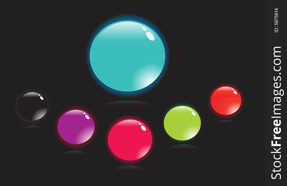 Balls in 6 colors vector illustration
