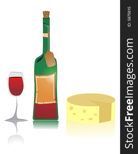 Red Wine bottle and glass illustration