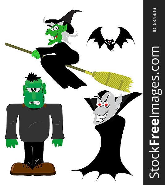 Halloween monster collection vector illustration