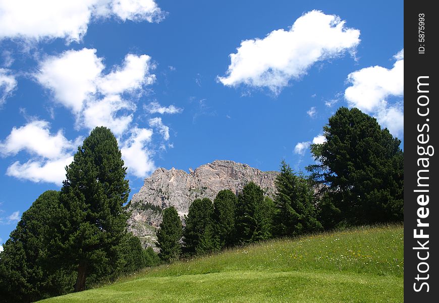 A beautiful landscape of a moountain in Gardena valley. A beautiful landscape of a moountain in Gardena valley