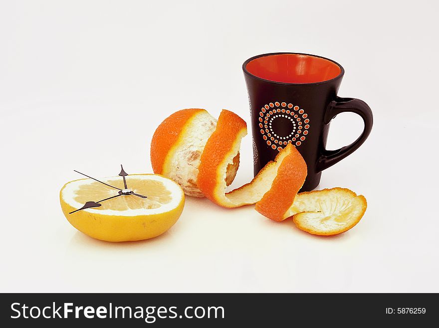 In the morning the orange alarm clock calls to drink juice