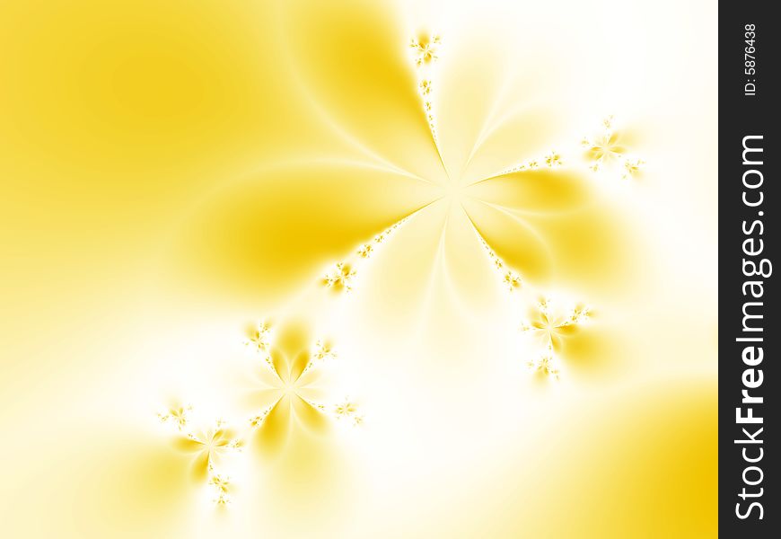 Dreamlike flowers on the yellow background. Dreamlike flowers on the yellow background