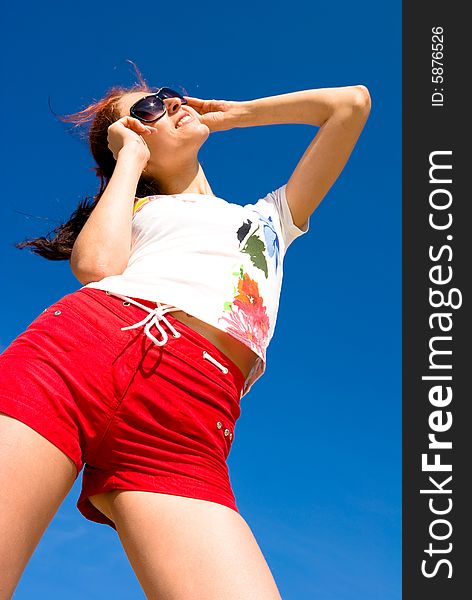 Beautiful girl having fun at the beach