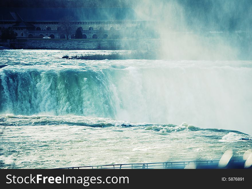 Niagara falls in the winter.