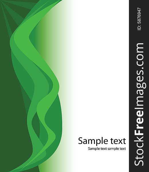Abstract illustration of green wavy background over white copy space for text. Abstract illustration of green wavy background over white copy space for text