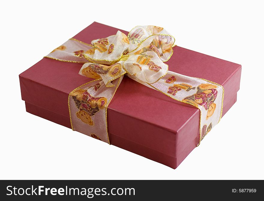 Red gift box with beautiful ribbon