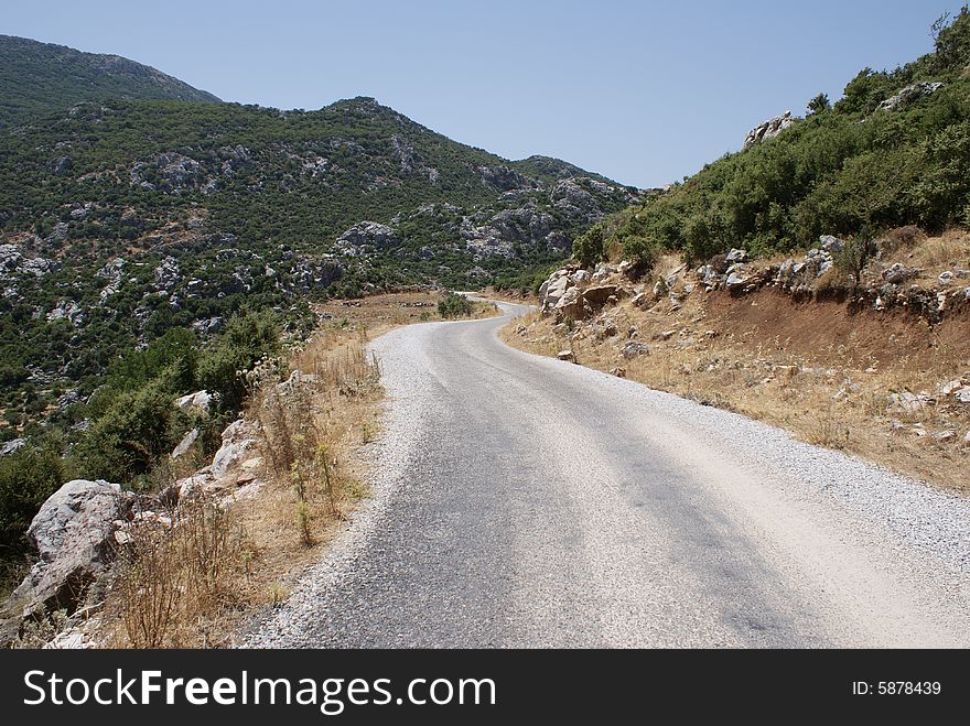 Road full of turns at loryma peninsula