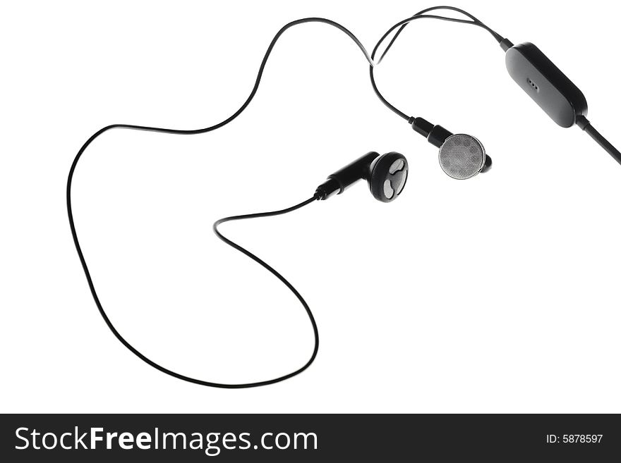 Hands free, headphones isolated on white background