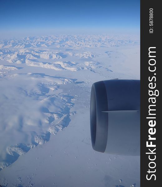 An aerial image of Eastern Greenland. An aerial image of Eastern Greenland