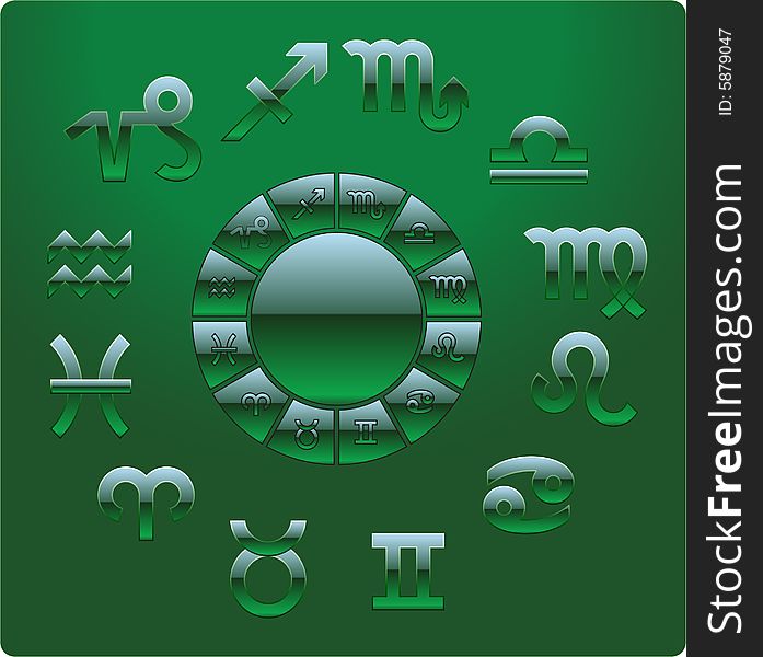 Elegance green  zodiac vector icons. Elegance green  zodiac vector icons