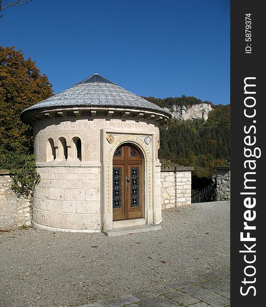 Old church tower, in southern Germany, near the Danube River, in late October. Old church tower, in southern Germany, near the Danube River, in late October.