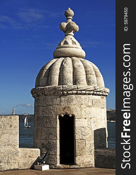 Portugal, Lisbon: the tower of Belem in late gothic style was built at the 16th century to commemorate Vasco da Gama's expedition. The monument is classified as world heritage by the UNESCO. Portugal, Lisbon: the tower of Belem in late gothic style was built at the 16th century to commemorate Vasco da Gama's expedition. The monument is classified as world heritage by the UNESCO