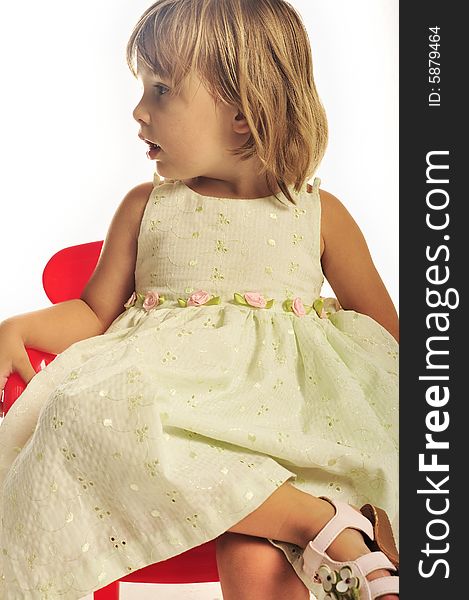 A three year old girl, photographed in the studio. A three year old girl, photographed in the studio.