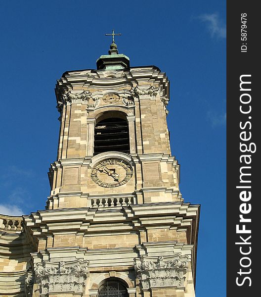 German Cathedral Tower Close-up, Beuron, Germany