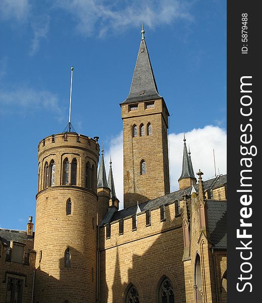 The walls and towers of this ancient castle seems to soar above the clouds themselves. This castle is in southern Germany. The walls and towers of this ancient castle seems to soar above the clouds themselves. This castle is in southern Germany.