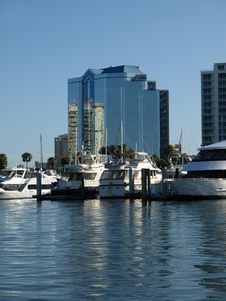 Luxury Glass Hotel With Yachts In Harbor Stock Images Luxury Glass Hotel With Yachts In Harbor Stock Images