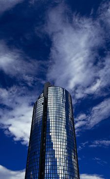 Skyscraper And Sky With Clouds Royalty Free Stock Photos