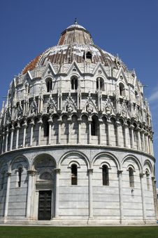 Exterior Of The Baptistry Campo Dei Miracoli Pisa Royalty Free Stock Photo