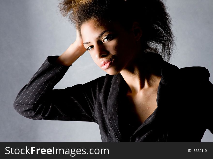 A female model in an office attire