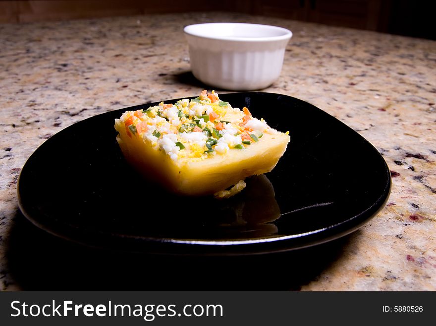 Juicy appetizers in a dish bowl with a dip. Juicy appetizers in a dish bowl with a dip