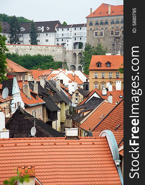 Cesky Krumlov red roofs, historic city in the south of the Czech Republic. Cesky Krumlov red roofs, historic city in the south of the Czech Republic