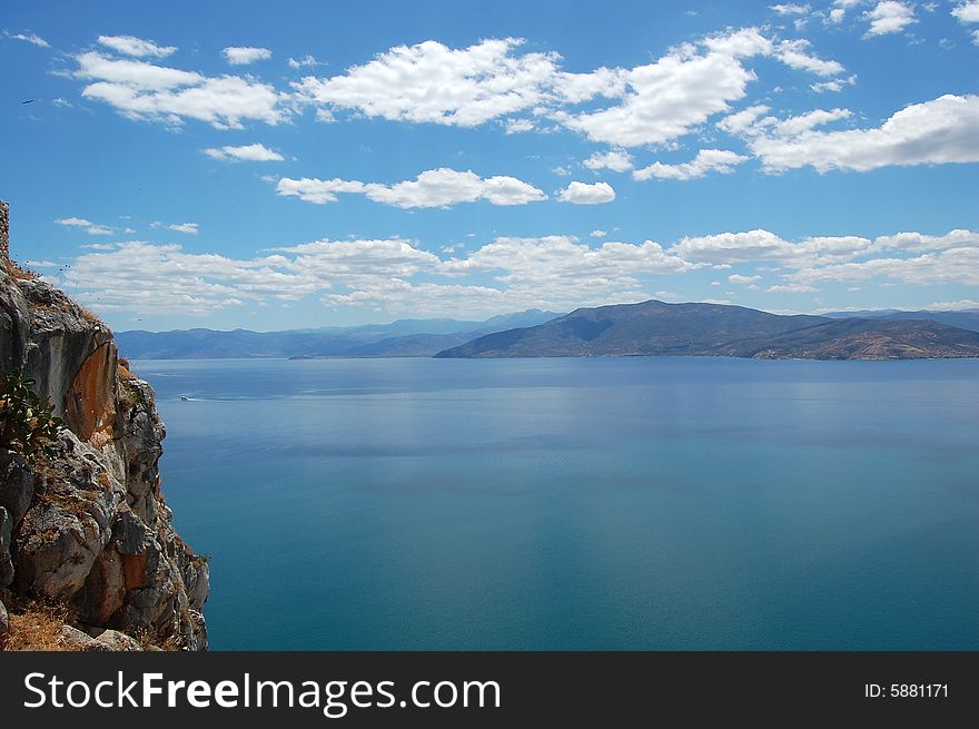 Clouds above the calm blue sea