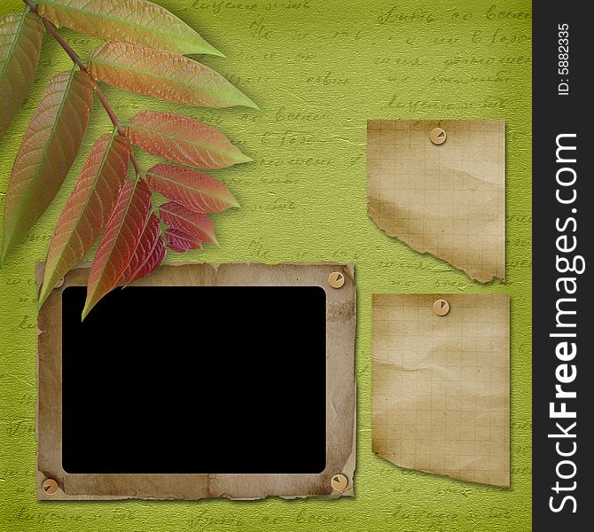 Framework for photo or congratulation. Abstract background with foliage